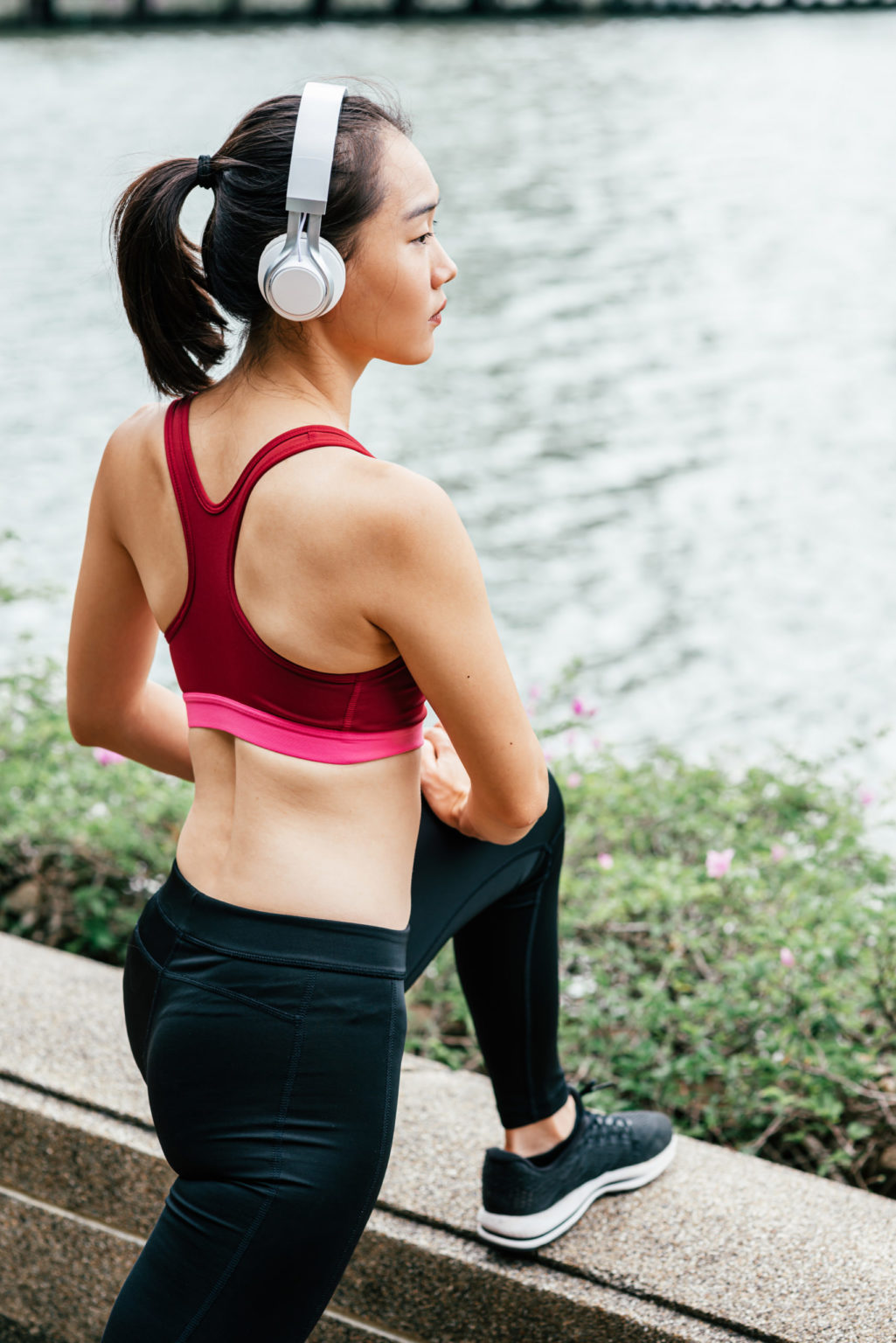 a woman wearing headphones