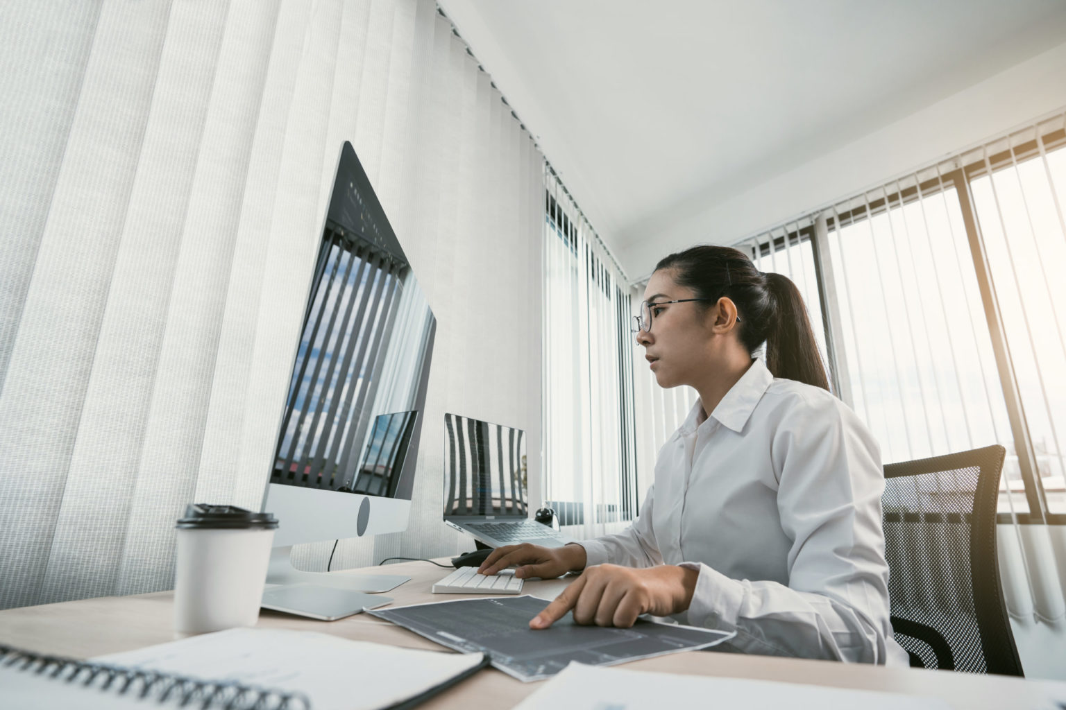 a person sitting at a desk