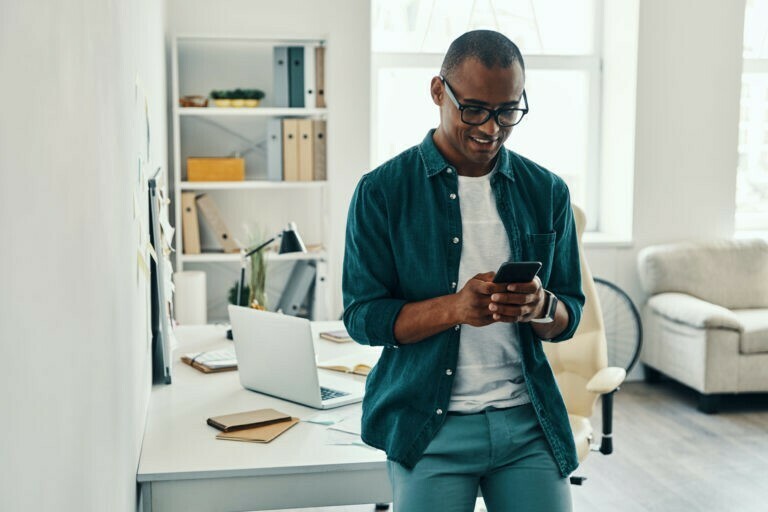 a man holding a phone