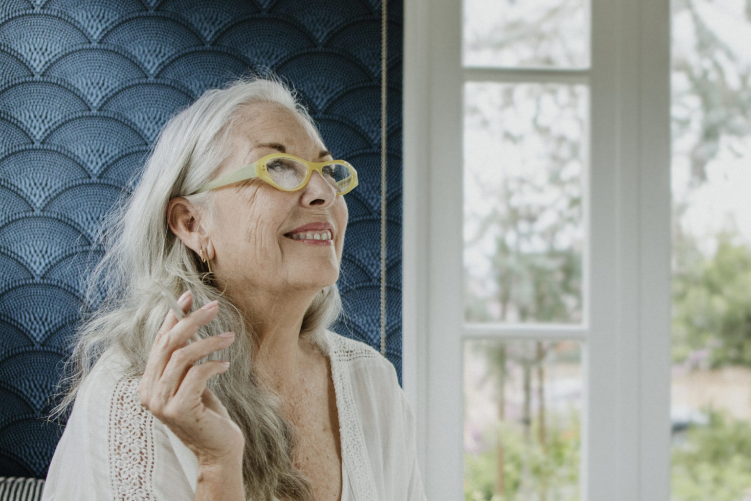 Mature woman with cannabis