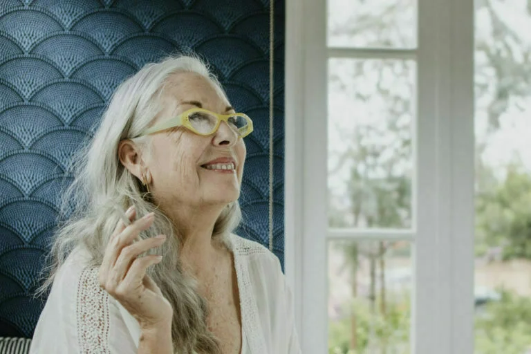 Mature woman with cannabis