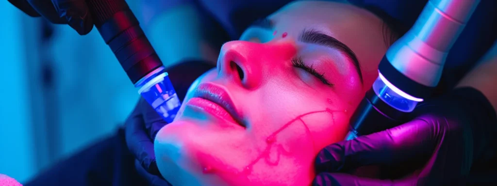 a technician performing a quantumrf skin tightening treatment on a client in the uk.